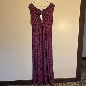 Spense Maxi Dress V- Neck Red and Blue.Size XL.Sleeveless. Soft. Beach,Picnic.